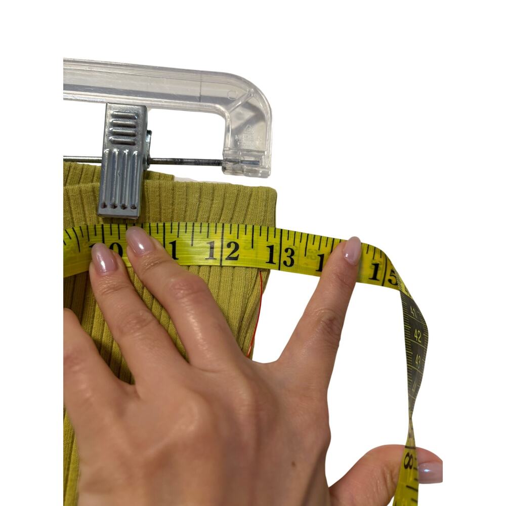 Aerie Ribbed High Waist Flared Pants S Lime Green - Picture 3 of 7